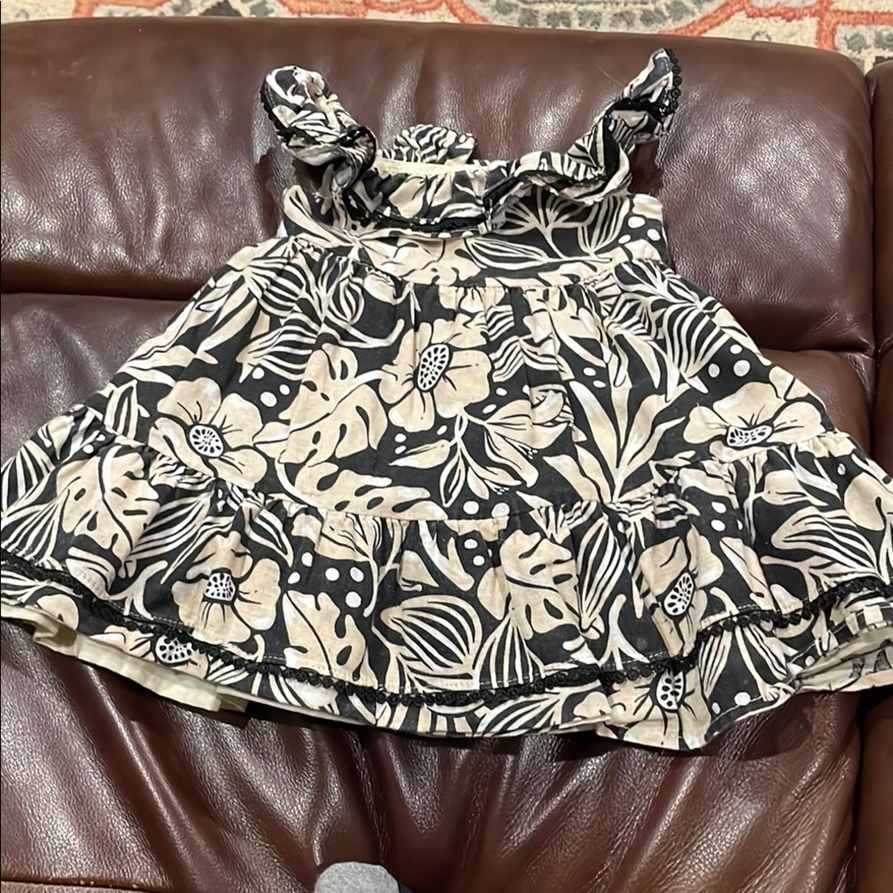 Tommy Bahama Infant Girls Black and Cream Floral Dress